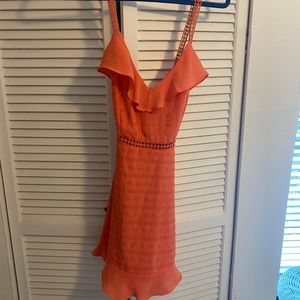 Bebe Orange Summer Flowy dress-wedding, graduation